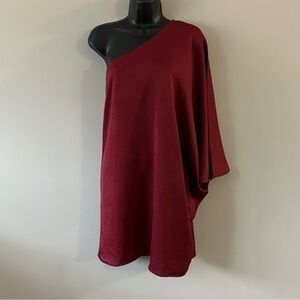 Entro one-shouldered burgundy dress new without tags